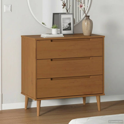 vidaXL Chest of Drawers MOLDE Caramel 80 x 40 x 80 cm Solid Pine Wood 1