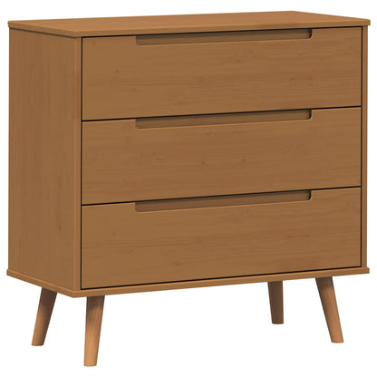 vidaXL Chest of Drawers MOLDE Caramel 80 x 40 x 80 cm Solid Pine Wood 2