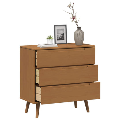 vidaXL Chest of Drawers MOLDE Caramel 80 x 40 x 80 cm Solid Pine Wood 3