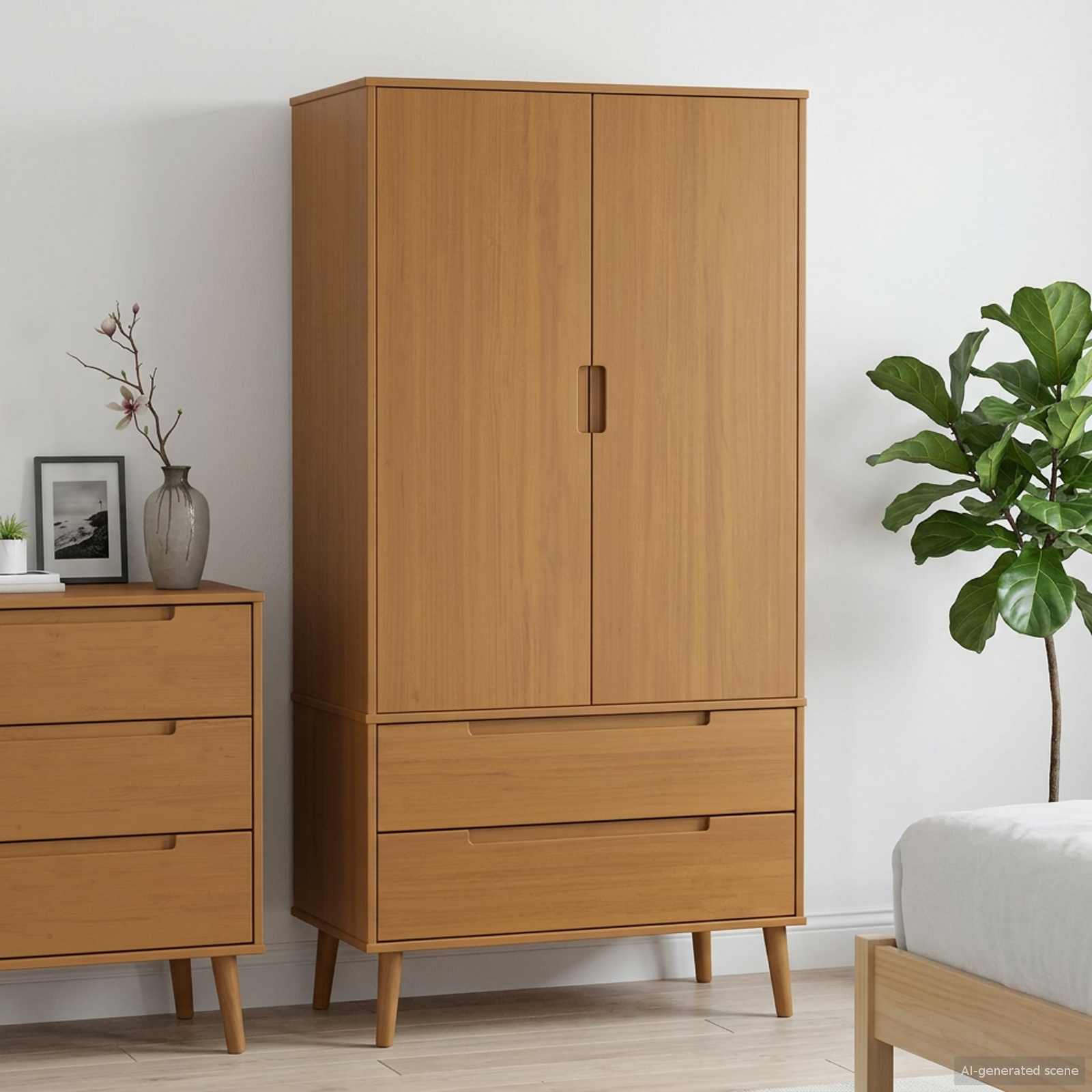 vidaXL Wardrobe MOLDE Caramel 90 x 55 x 175 cm Solid Pine Wood 1