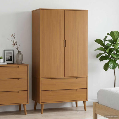 vidaXL Wardrobe MOLDE Caramel 90 x 55 x 175 cm Solid Pine Wood 1