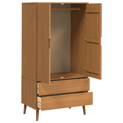vidaXL Wardrobe MOLDE Caramel 90 x 55 x 175 cm Solid Pine Wood 4