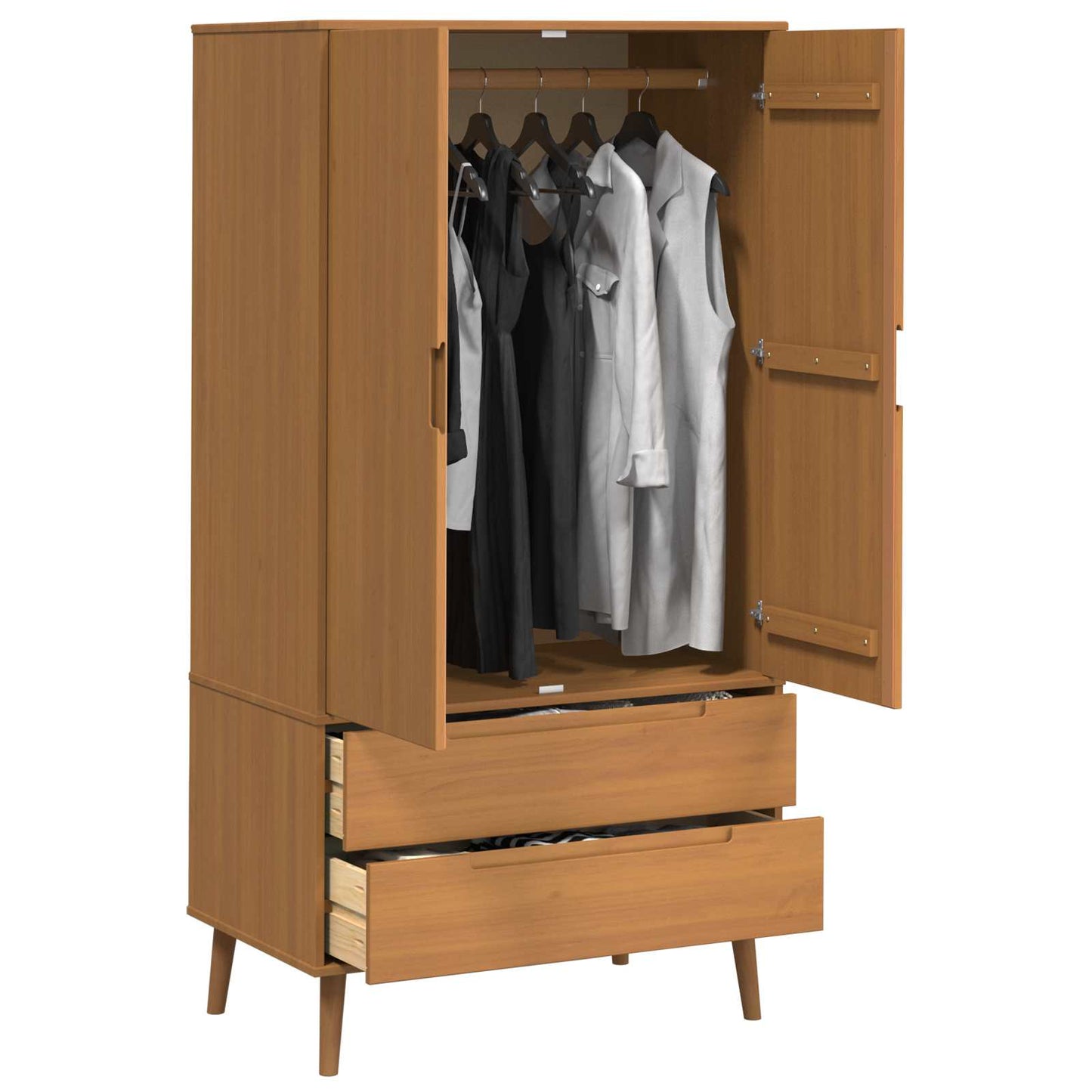 vidaXL Wardrobe MOLDE Caramel 90 x 55 x 175 cm Solid Pine Wood 3
