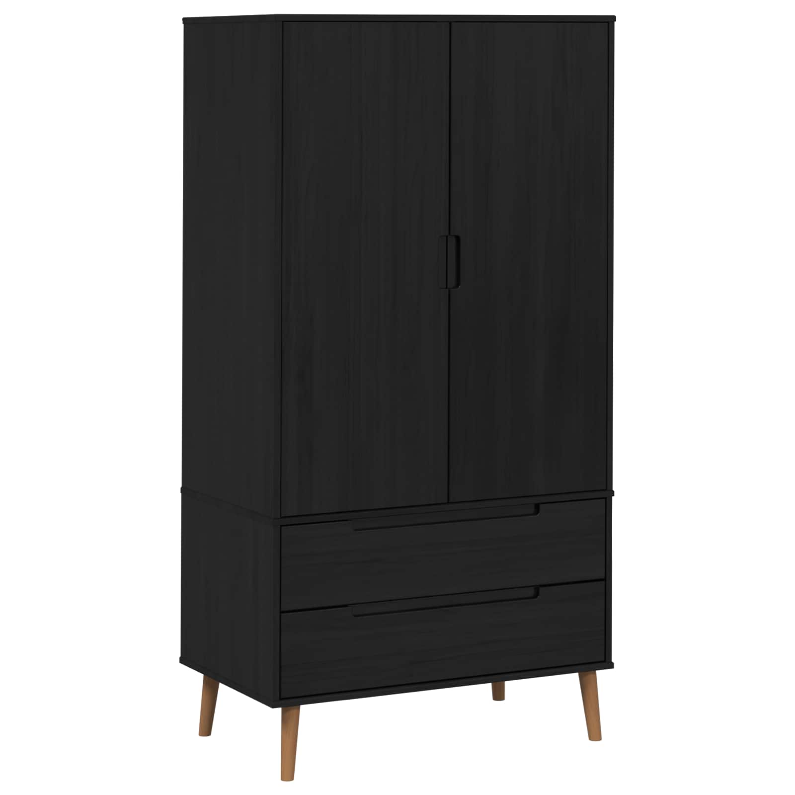 vidaXL Wardrobe MOLDE Black 90 x 55 x 175 cm Solid Pine Wood 2
