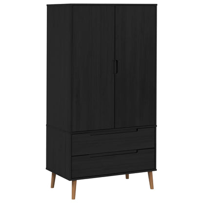 vidaXL Wardrobe MOLDE Black 90 x 55 x 175 cm Solid Pine Wood 2