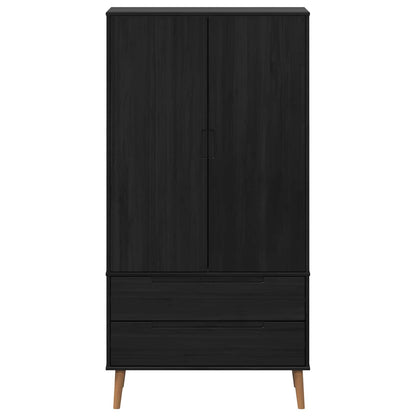 vidaXL Wardrobe MOLDE Black 90 x 55 x 175 cm Solid Pine Wood 5