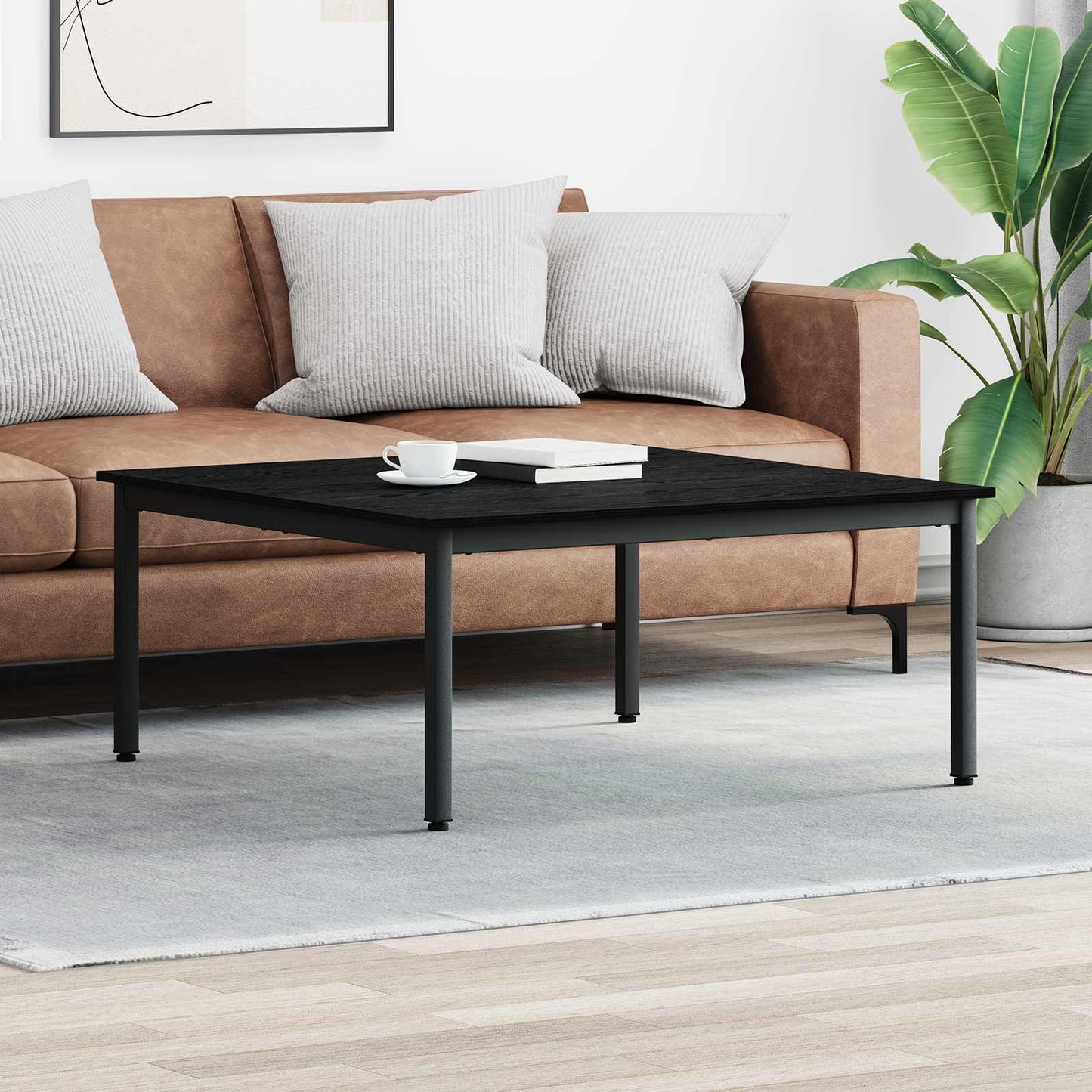 vidaXL Coffee Table Black Oak 100 x 100 x 45 cm Engineered Wood 1