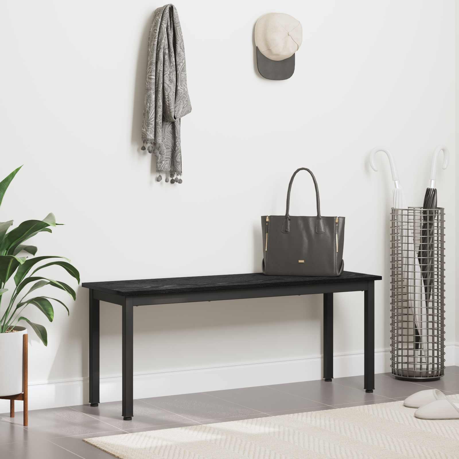 vidaXL Bench Black Oak 110 x 35 x 45 cm Engineered Wood 4