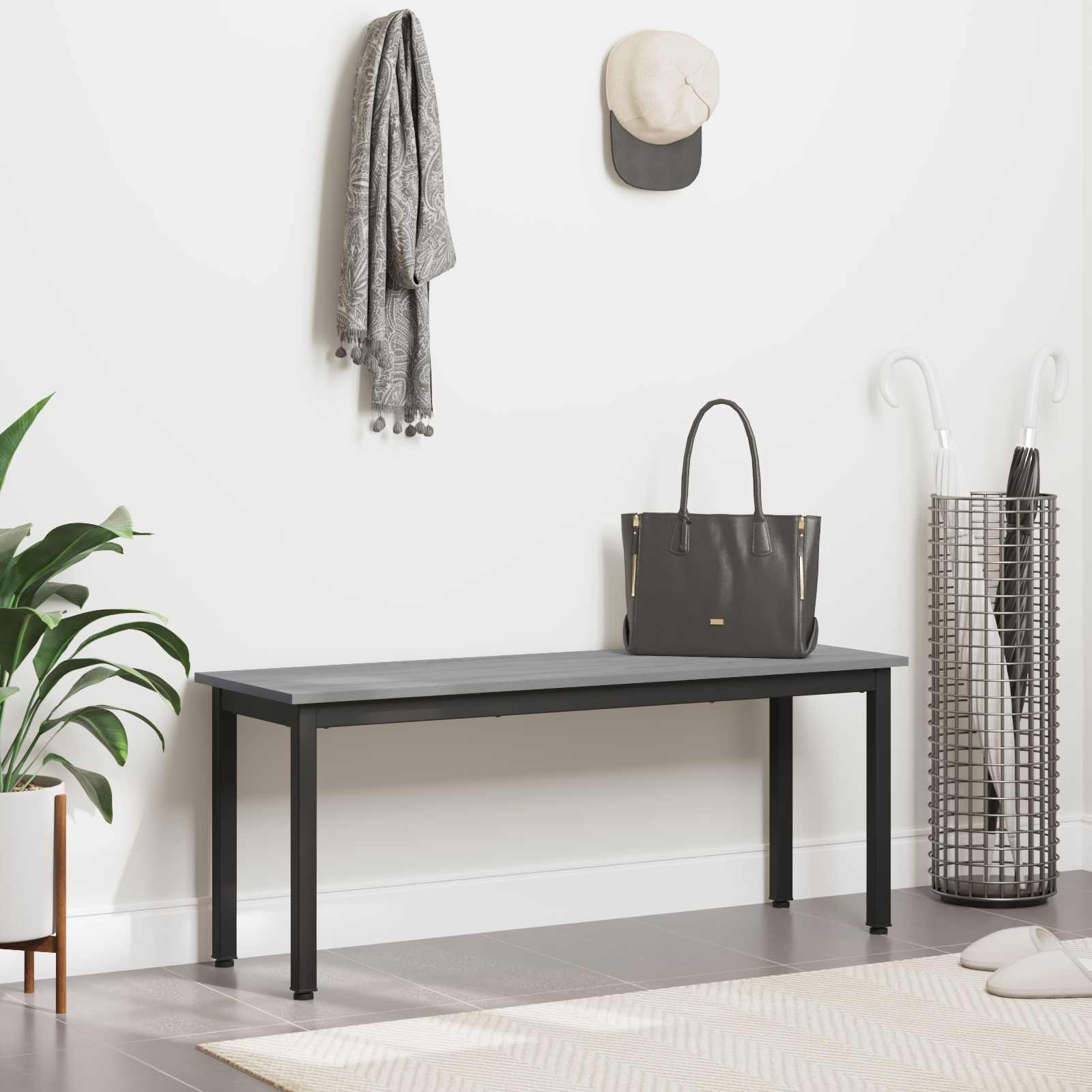 vidaXL Bench Grey Sonoma 110 x 35 x 45 cm Engineered Wood 4