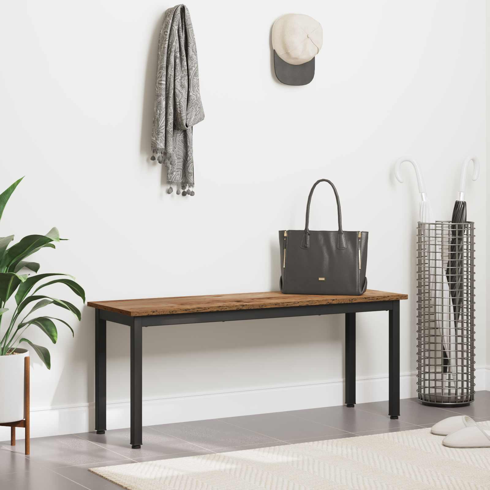 vidaXL Bench Old Wood 110 x 35 x 45 cm Engineered Wood 4