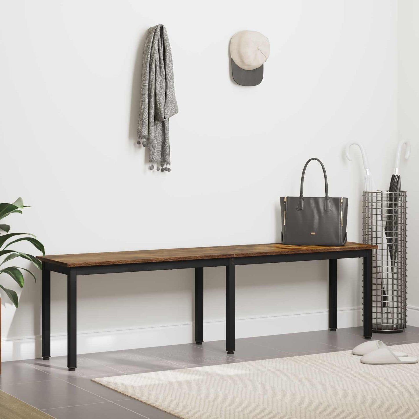 vidaXL Bench Smoke Oak 160 x 35 x 45 cm Engineered Wood 4