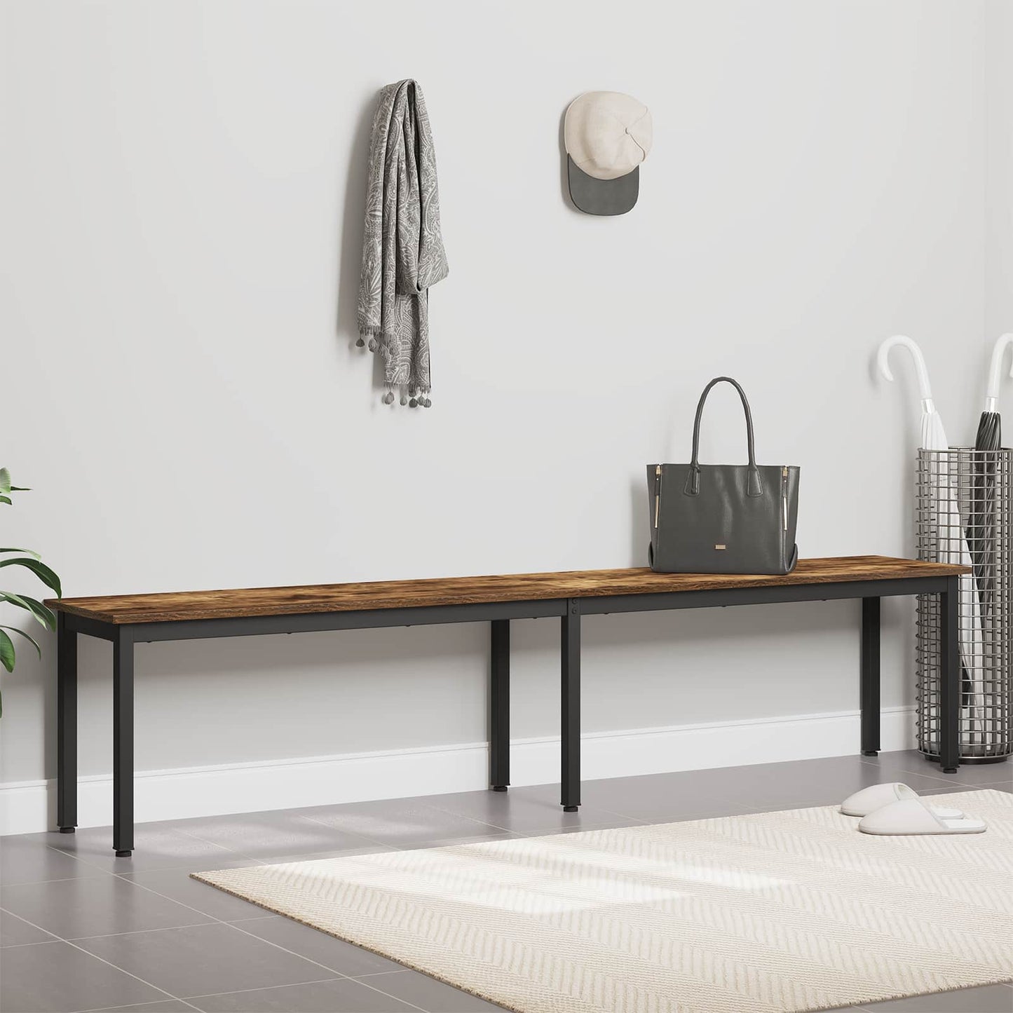 vidaXL Bench Smoke Oak 200 x 35 x 45 cm Engineered Wood 4