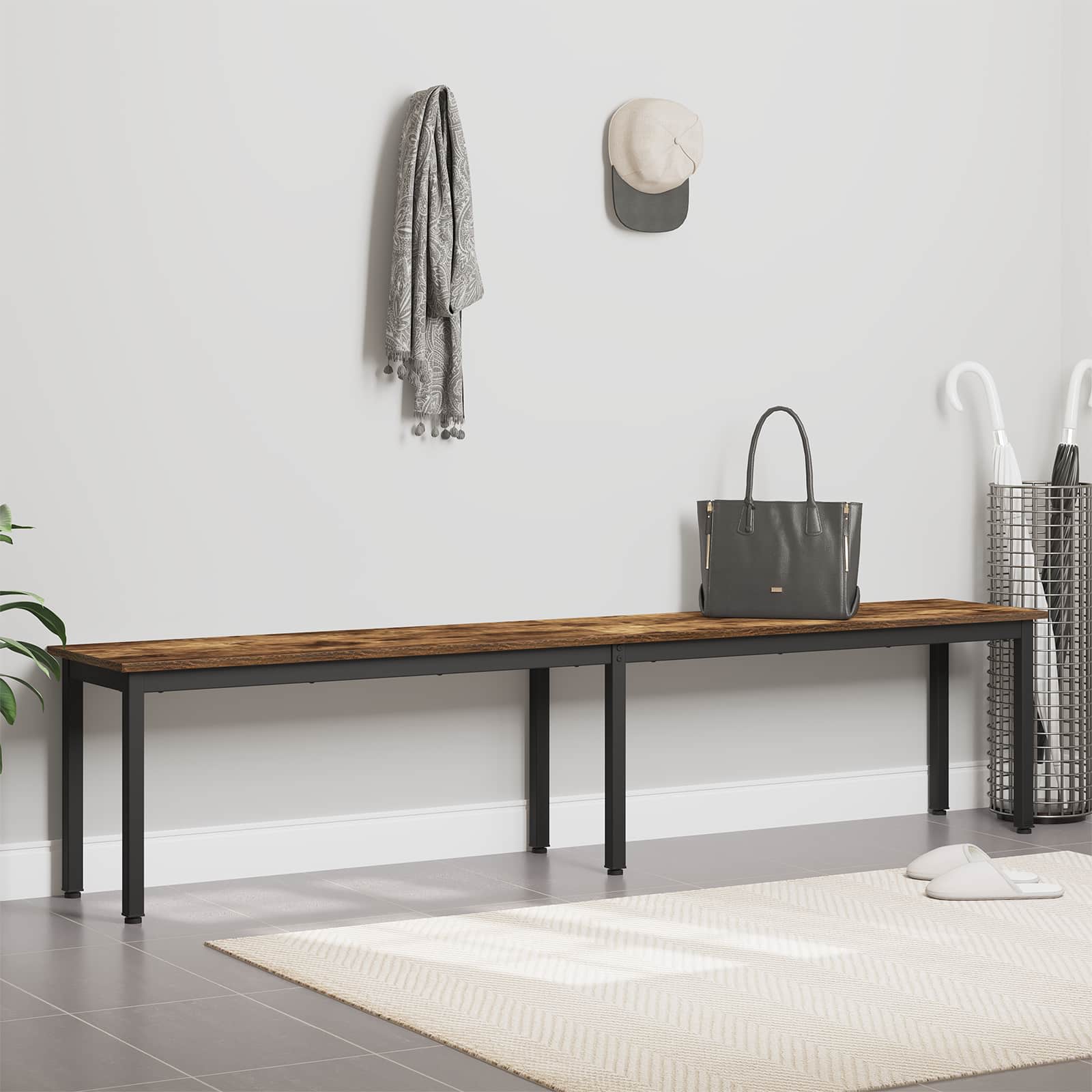 vidaXL Bench Smoke Oak 200 x 35 x 45 cm Engineered Wood 4