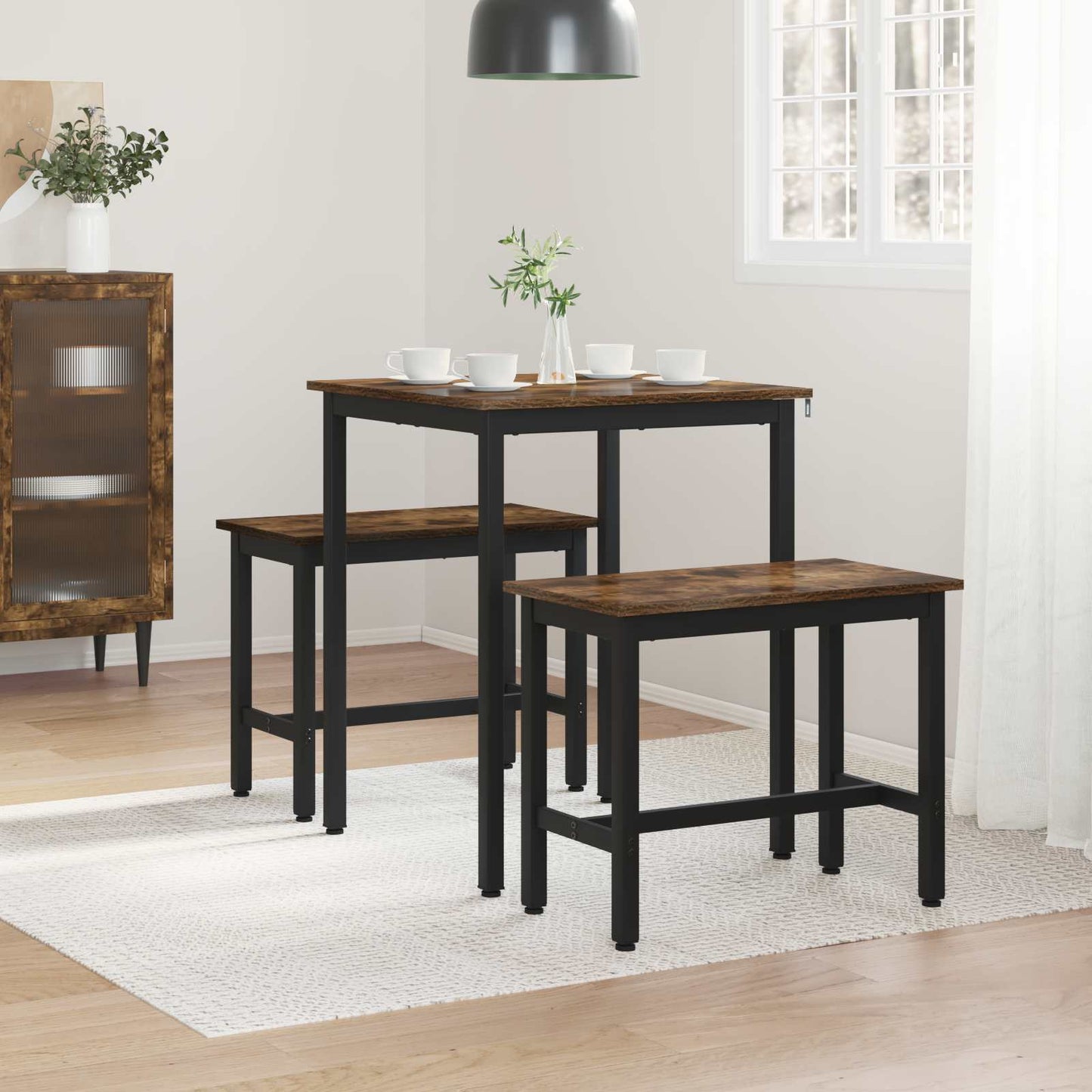 vidaXL Dining Tables 60 x 60 x 75 cm Engineered Wood Smoked Oak Square 4