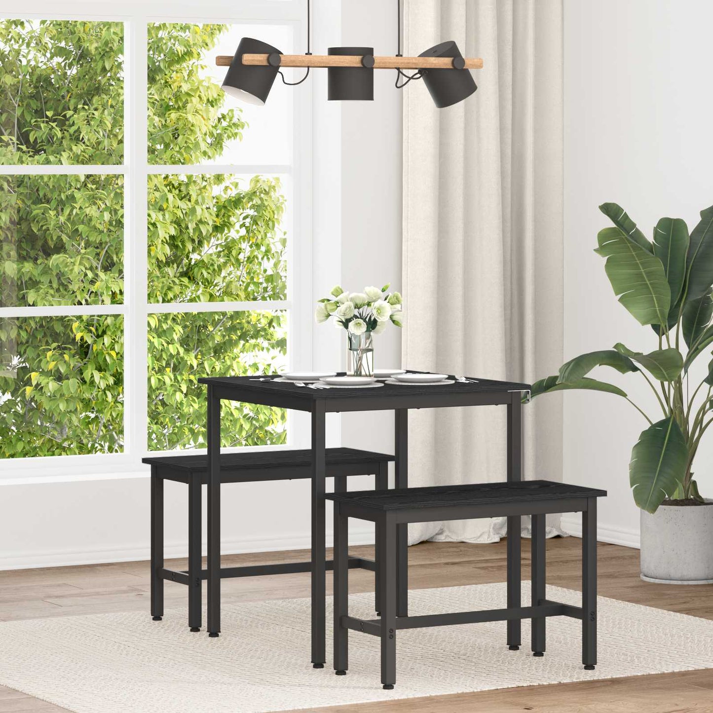 vidaXL Dining Tables 70 x 70 x 75 cm Engineered Wood Black Oak Square 1