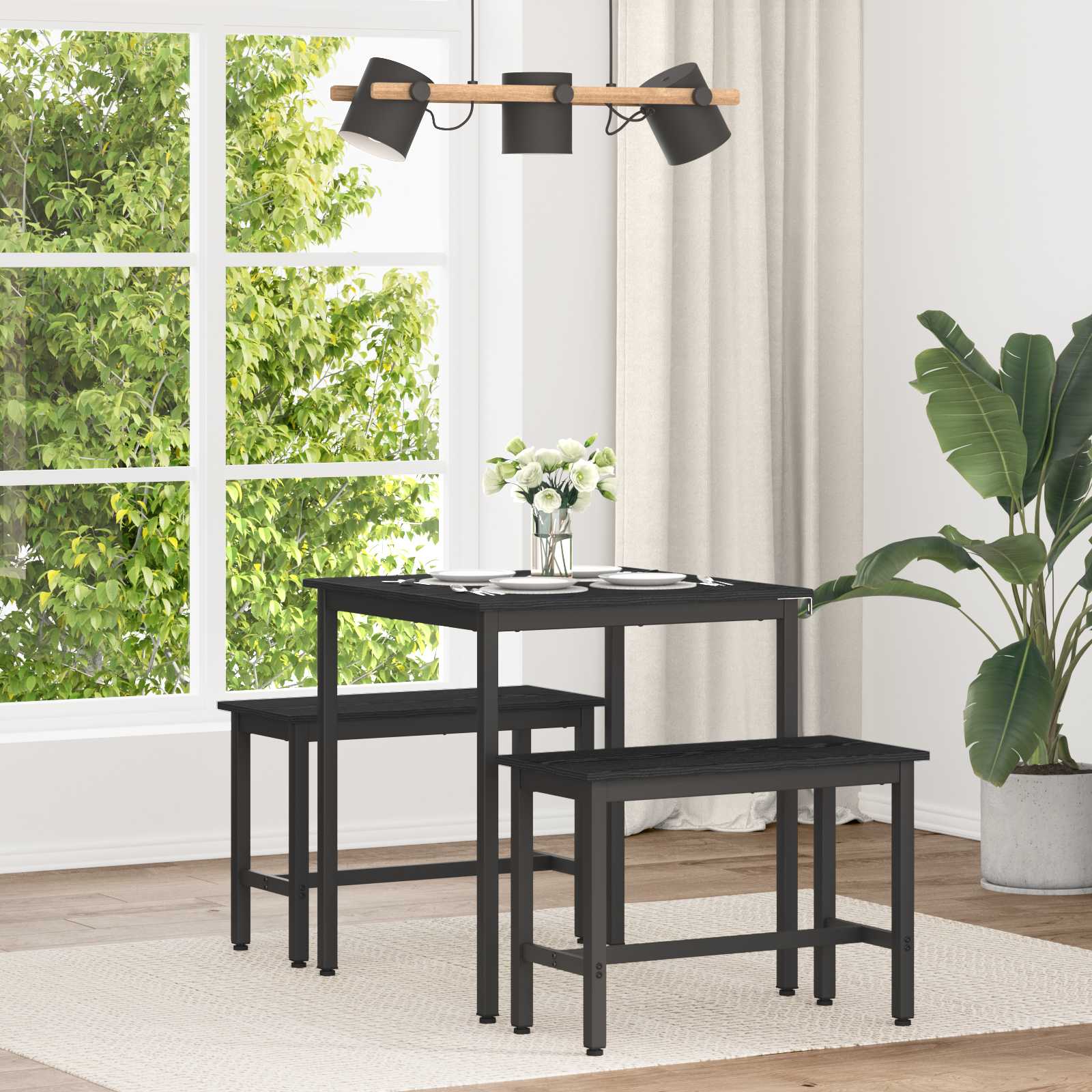 vidaXL Dining Tables 70 x 70 x 75 cm Engineered Wood Black Oak Square 1