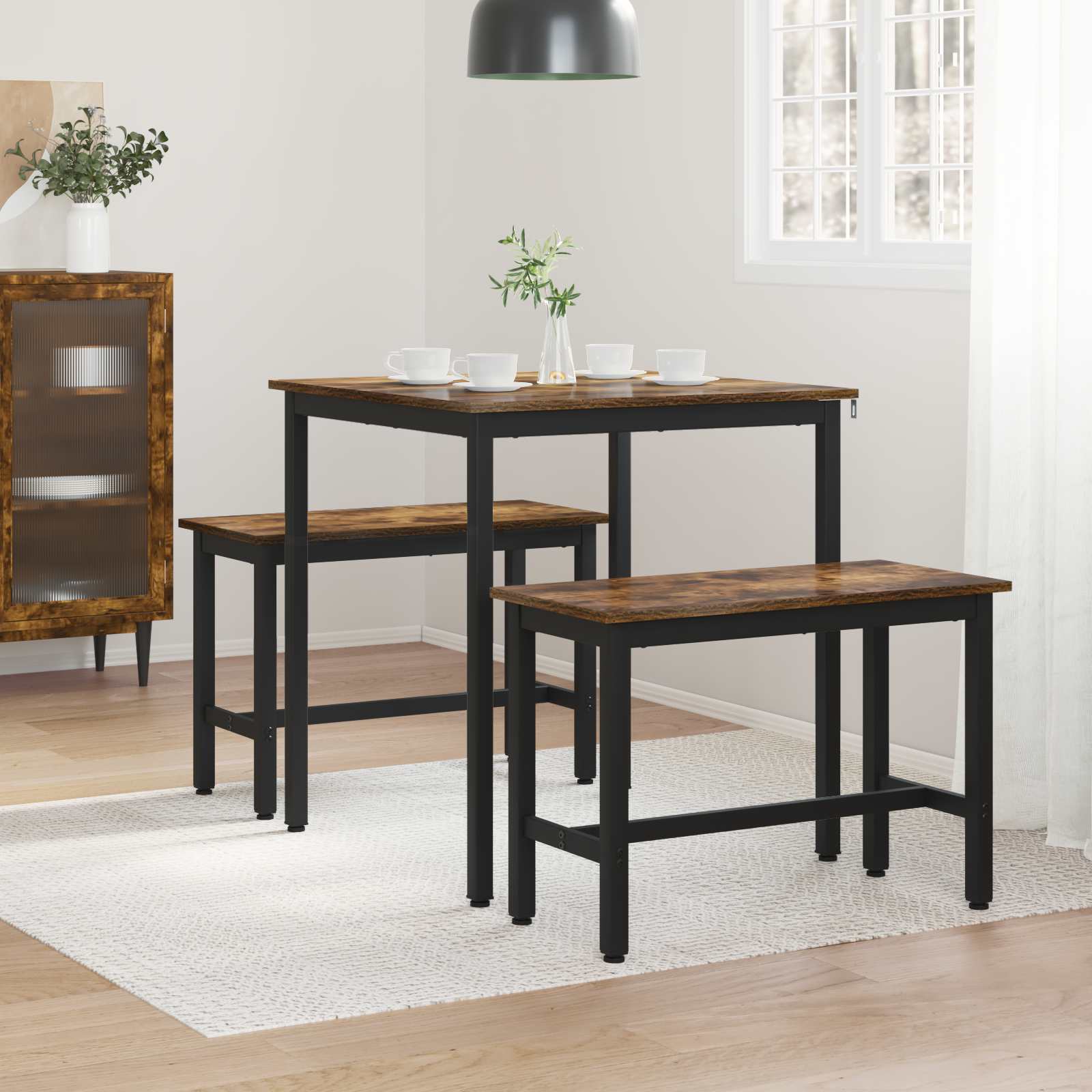 vidaXL Dining Tables 70 x 70 x 75 cm Engineered Wood Smoked Oak Square 4