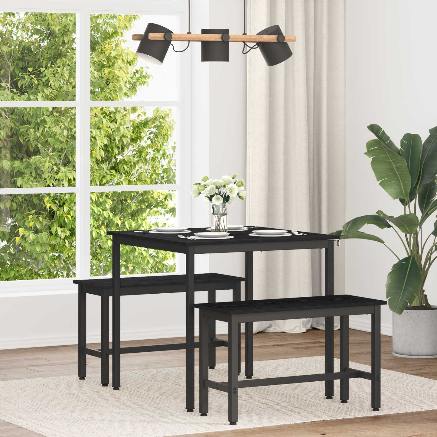 vidaXL Dining Tables 80 x 80 x 75 cm Engineered Wood Black Oak Square 1