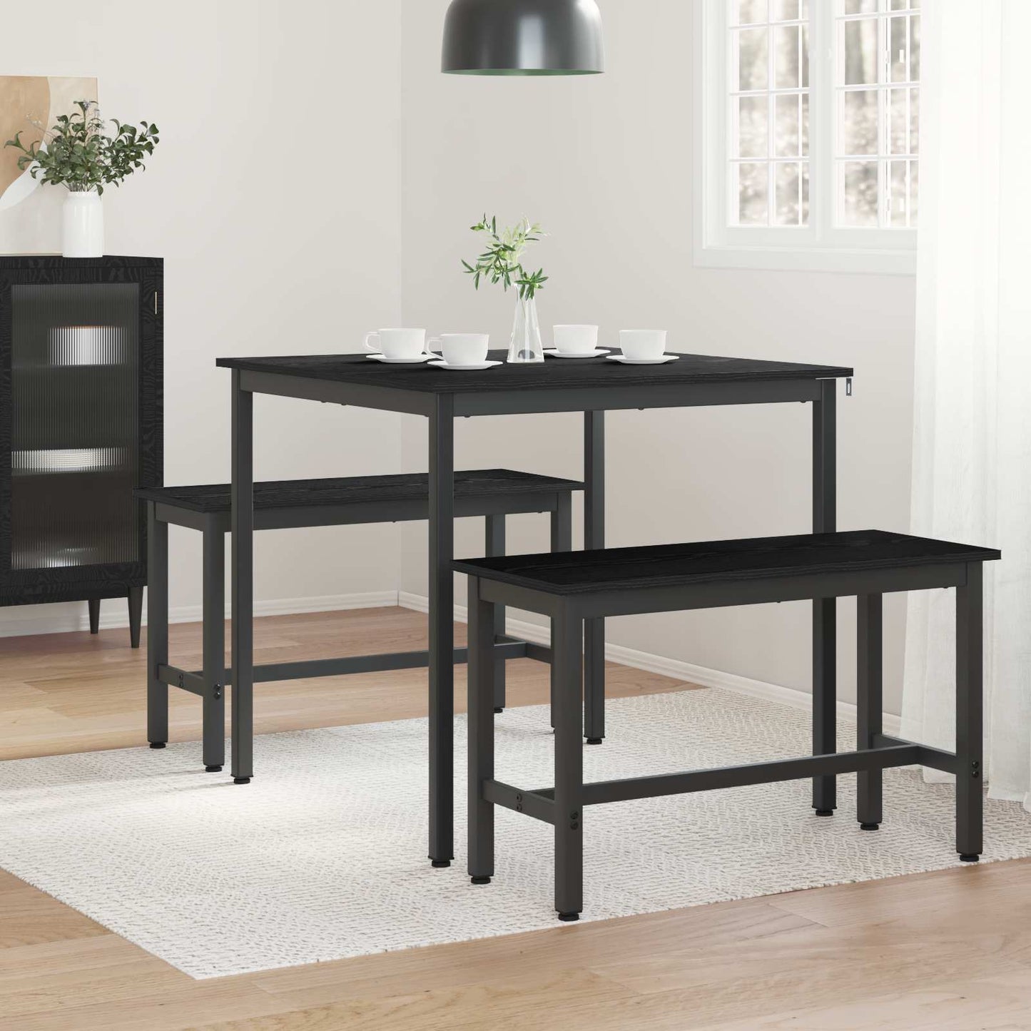 vidaXL Dining Tables 80 x 80 x 75 cm Engineered Wood Black Oak Square 4
