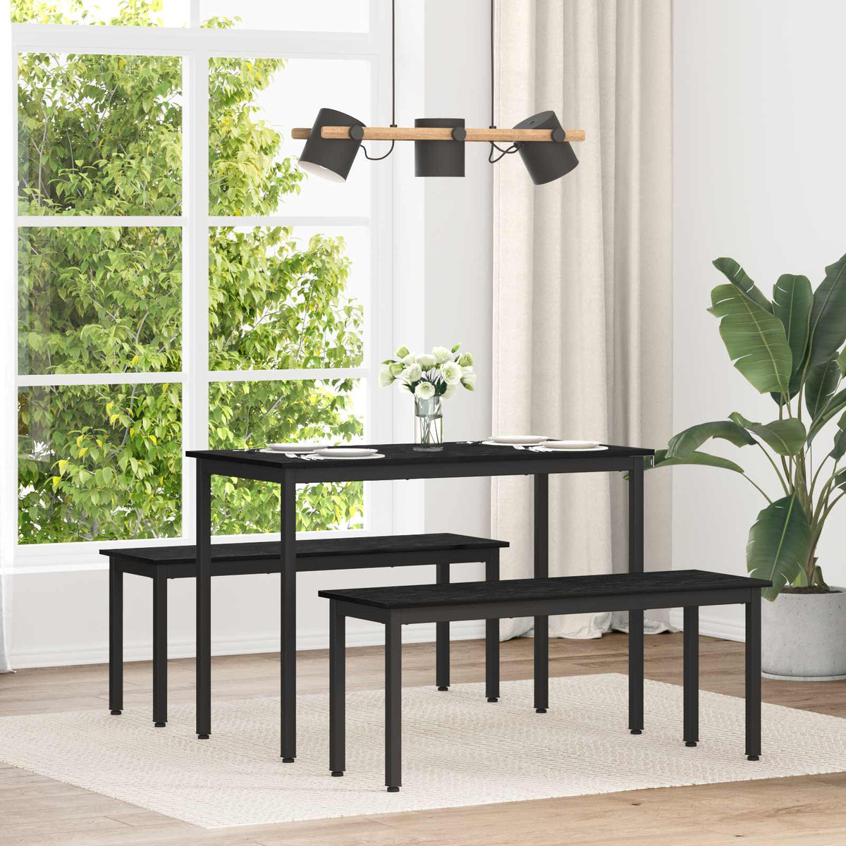 vidaXL Dining Tables 110 x 55 x 75 cm Engineered Wood Black Oak 1