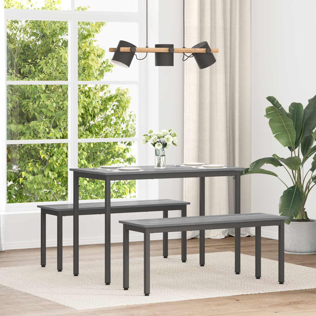vidaXL Dining Tables 110 x 55 x 75 cm Engineered Wood Grey Sonoma 1