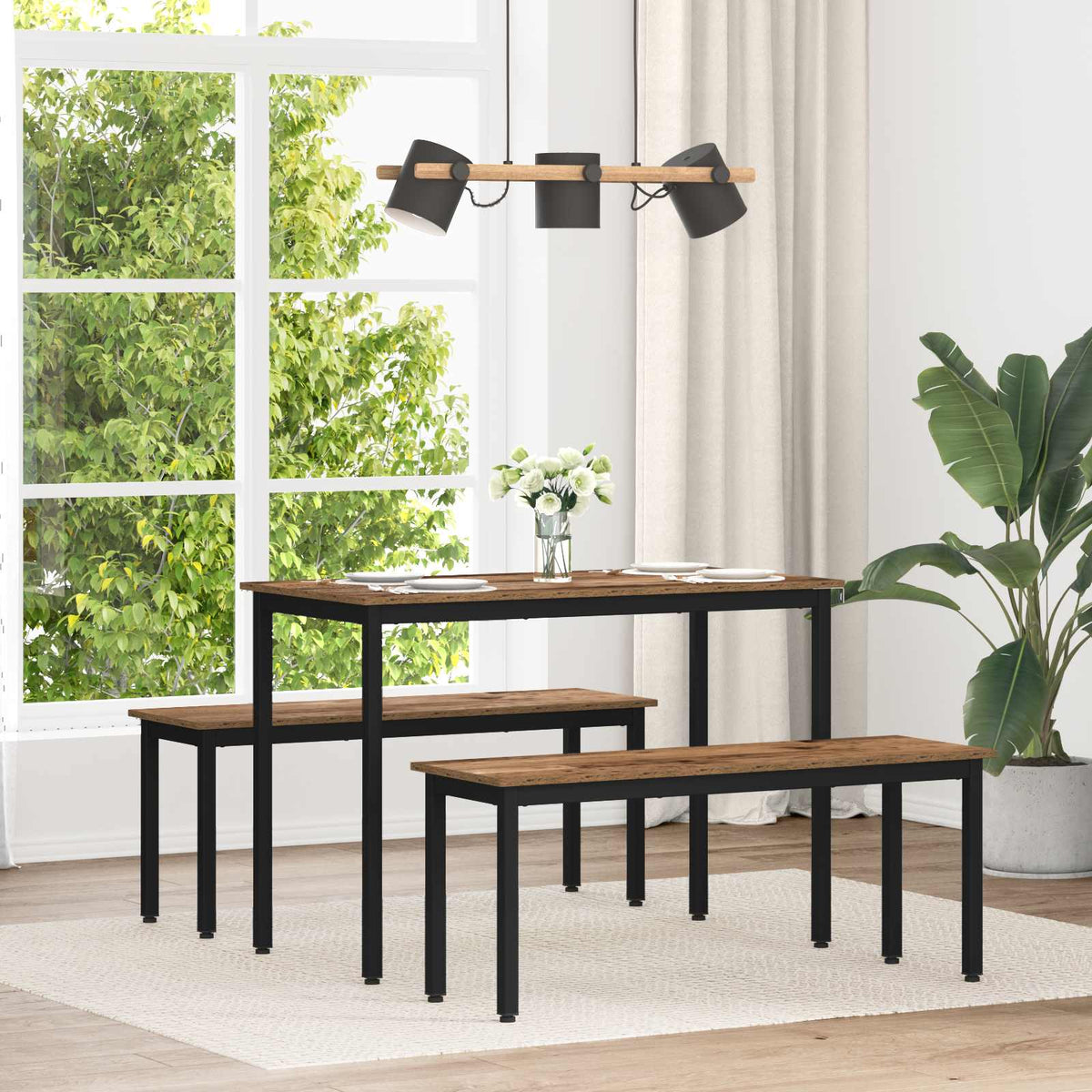 vidaXL Dining Tables 110 x 55 x 75 cm Engineered Wood Old Wood 1