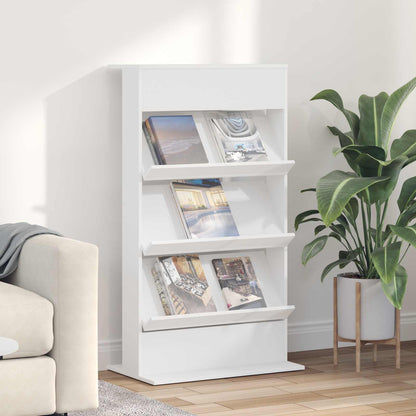vidaXL Magazine Rack White 70 x 41 x 126 cm Engineered Wood 1