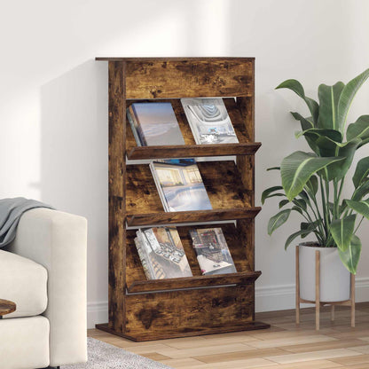 vidaXL Magazine Rack Smoked Oak 70 x 41 x 126 cm Engineered Wood 1