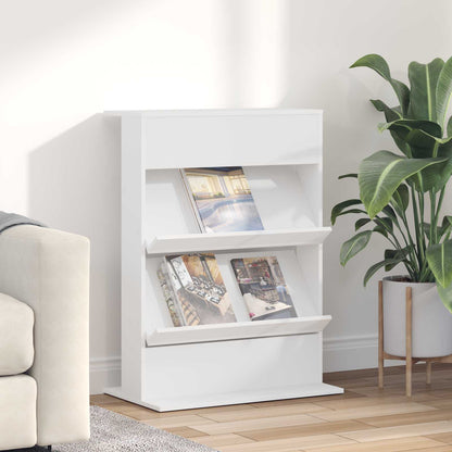 vidaXL Magazine Rack White 70 x 41 x 96 cm Engineered Wood 1