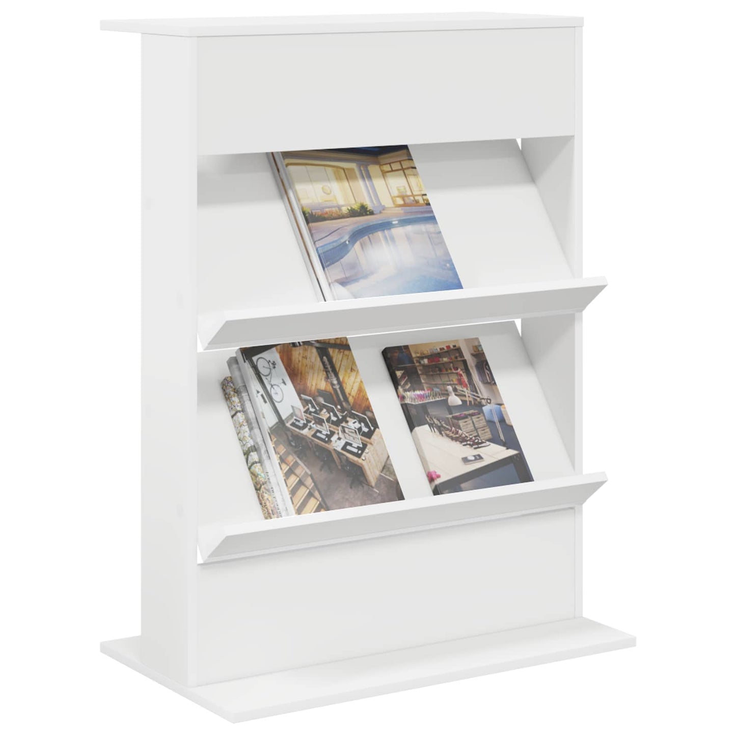 vidaXL Magazine Rack White 70 x 41 x 96 cm Engineered Wood 3