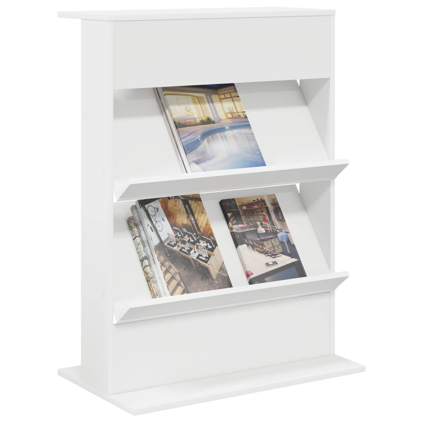 vidaXL Magazine Rack White 70 x 41 x 96 cm Engineered Wood 3