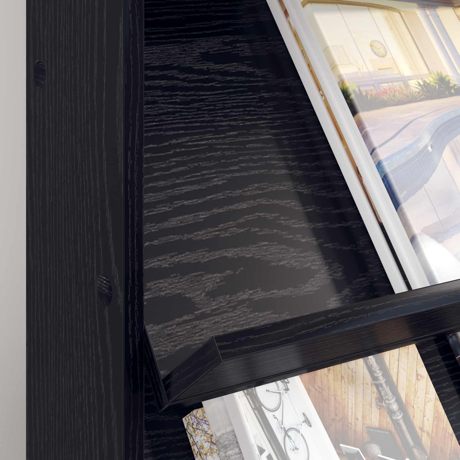 vidaXL Magazine Rack Black Oak 70 x 41 x 96 cm Engineered Wood 4