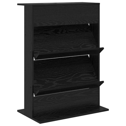 vidaXL Magazine Rack Black Oak 70 x 41 x 96 cm Engineered Wood 2