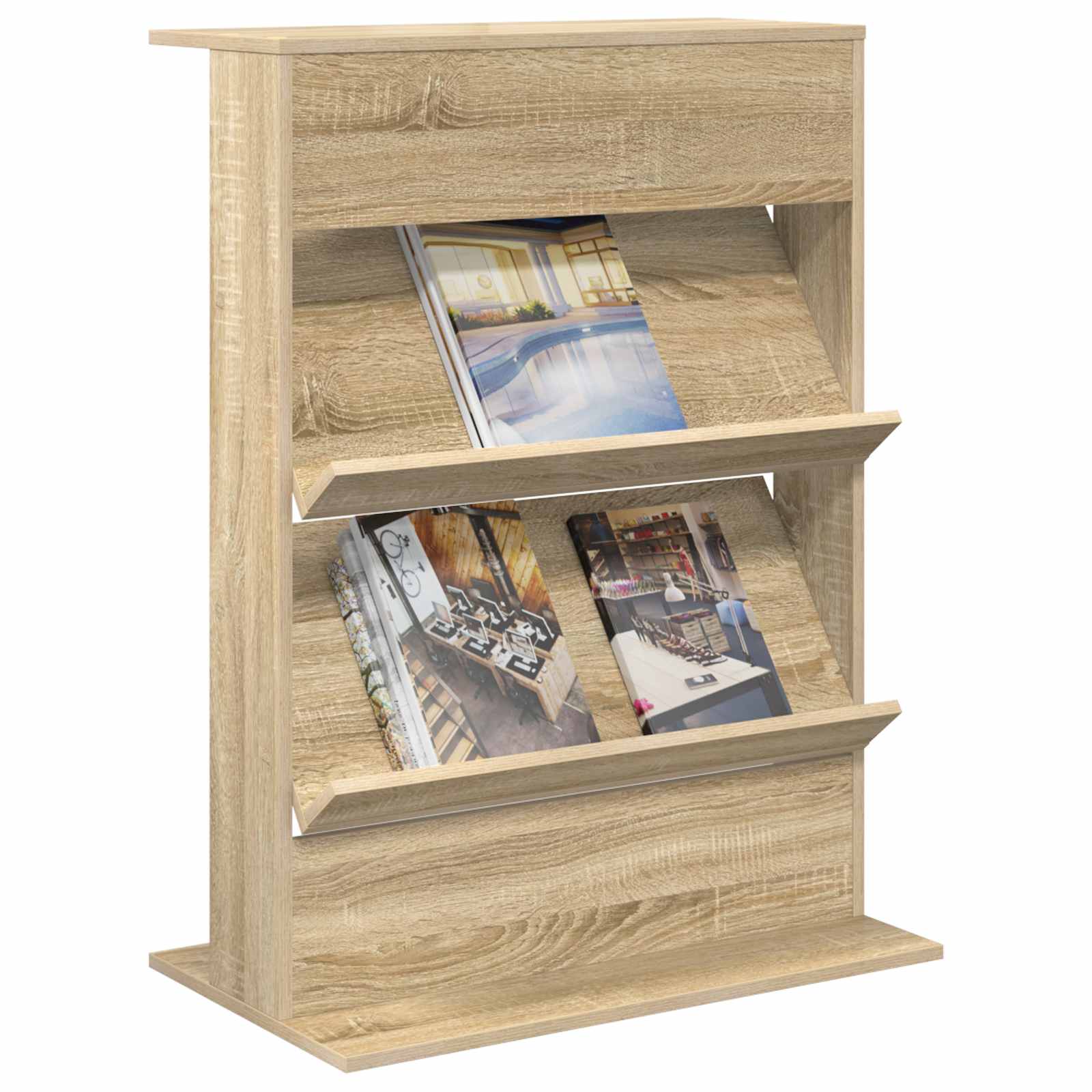vidaXL Magazine Rack Sonoma Oak 70 x 41 x 96 cm Engineered Wood 3