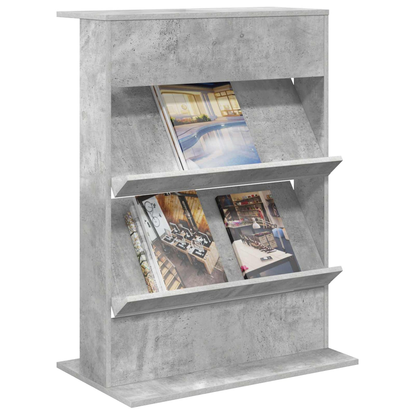 vidaXL Magazine Rack Concrete Grey 70 x 41 x 96 cm Engineered Wood 3
