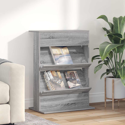 vidaXL Magazine Rack Grey Sonoma 70 x 41 x 96 cm Engineered Wood 1