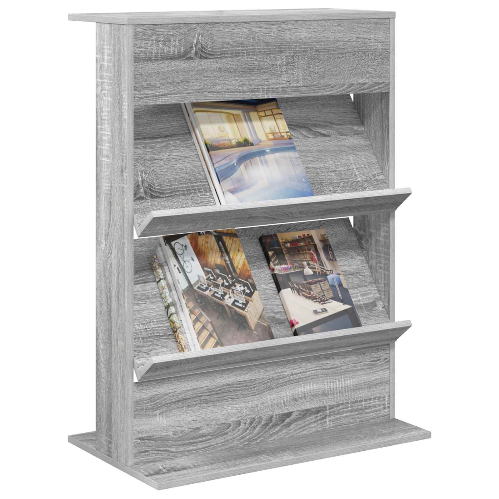 vidaXL Magazine Rack Grey Sonoma 70 x 41 x 96 cm Engineered Wood 3