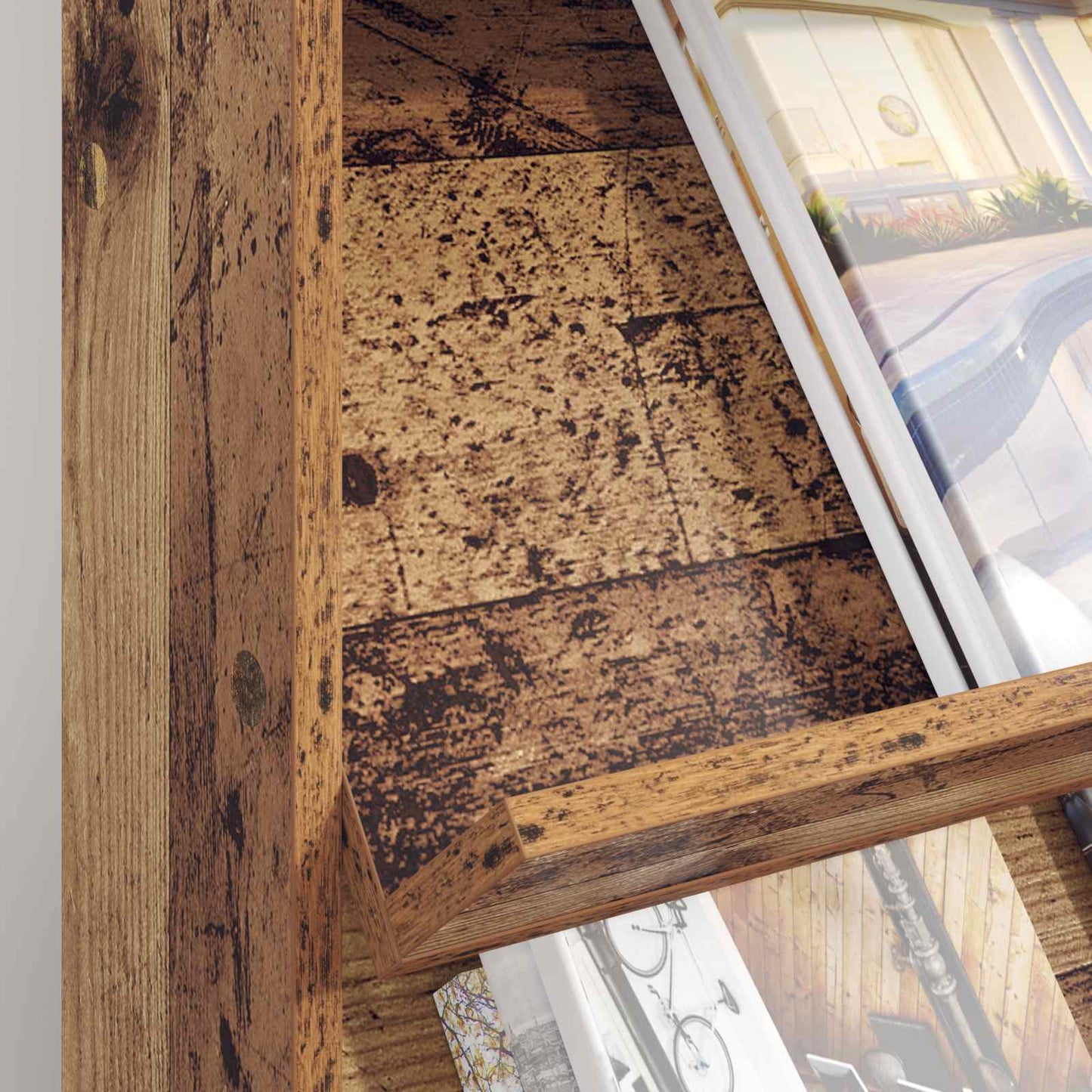 vidaXL Magazine Rack Old Wood 70 x 41 x 96 cm Engineered Wood 4