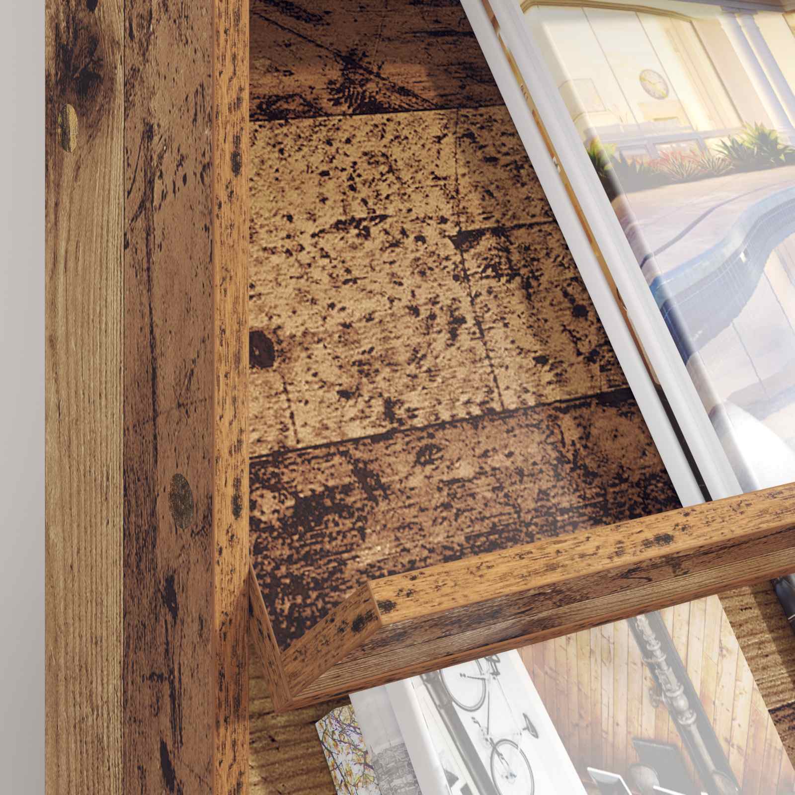 vidaXL Magazine Rack Old Wood 70 x 41 x 96 cm Engineered Wood 4