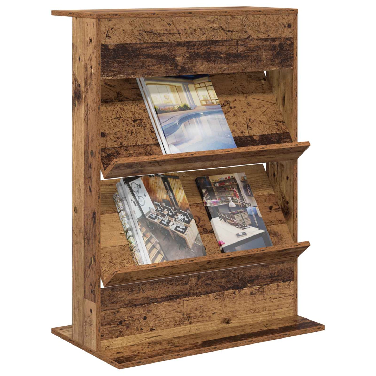 vidaXL Magazine Rack Old Wood 70 x 41 x 96 cm Engineered Wood 3