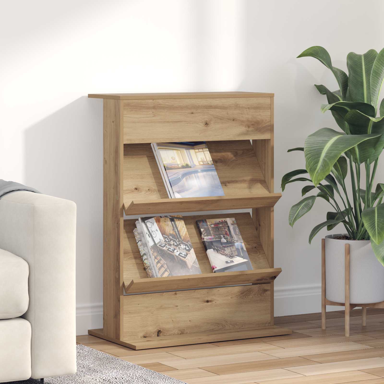 vidaXL Magazine Rack Artisan Oak 70 x 41 x 96 cm Engineered Wood 1