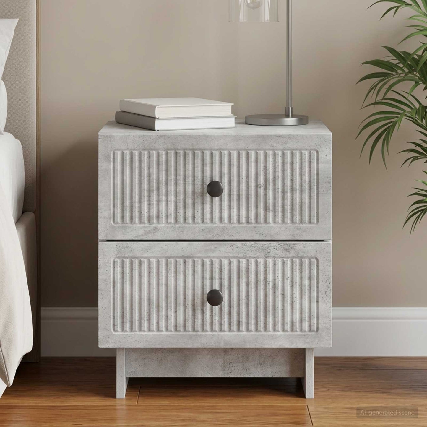 vidaXL Bedside Cabinet with Drawer Concrete Grey 43 x 34.5 x 47.5 cm 1