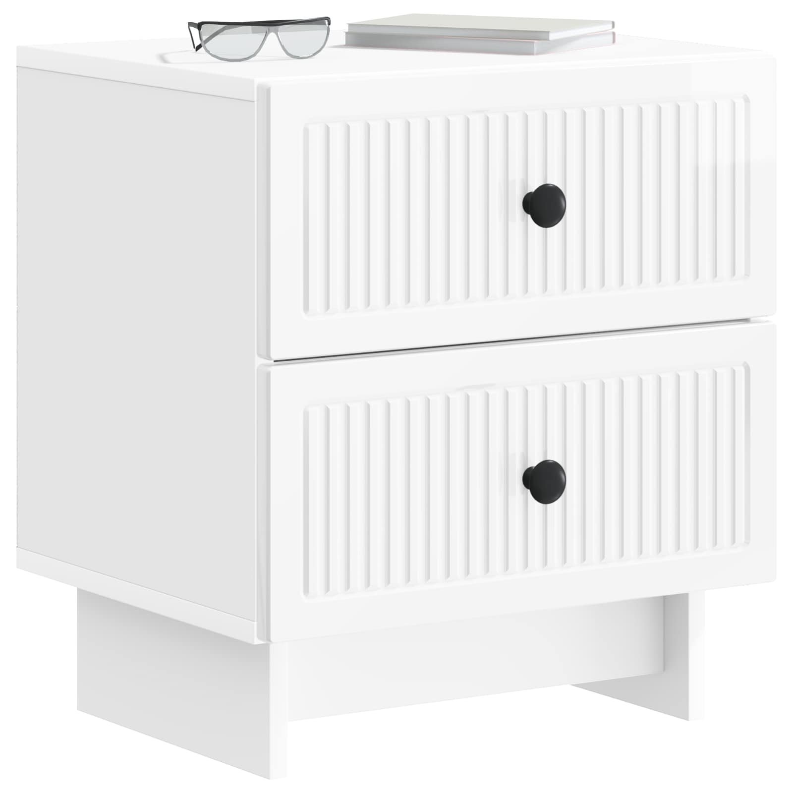 vidaXL Bedside Cabinet High Gloss White 43 x 34.5 x 47.5 cm 3