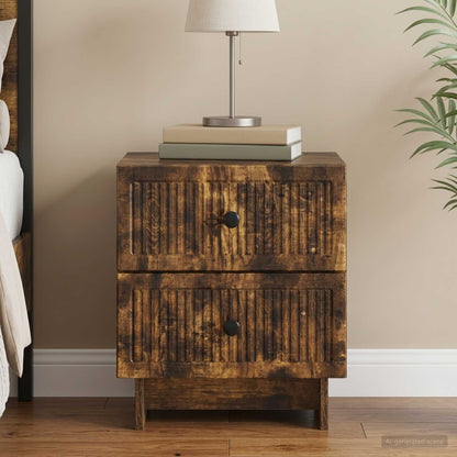 vidaXL Bedside Cabinet Smoked Oak 43 x 34.5 x 47.5 cm Engineered Wood 1