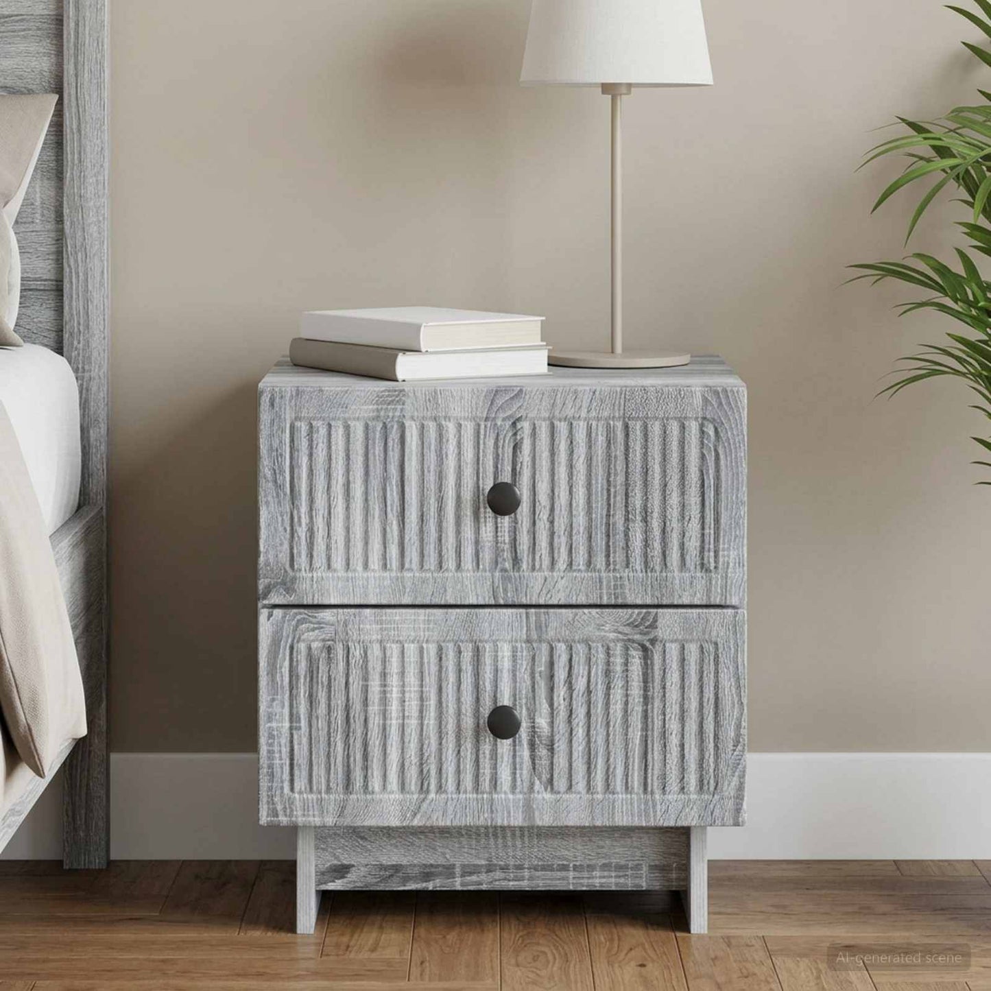 vidaXL Bedside Cabinet Grey Sonoma 43 x 34.5 x 47.5 cm Engineered Wood 1