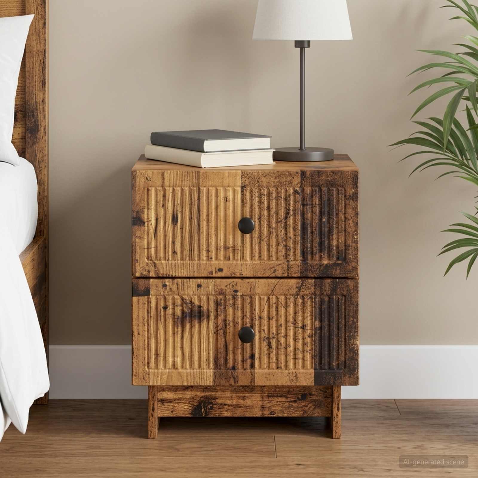 vidaXL Bedside Cabinet Old Wood 43 x 34.5 x 47.5 cm Engineered Wood 1