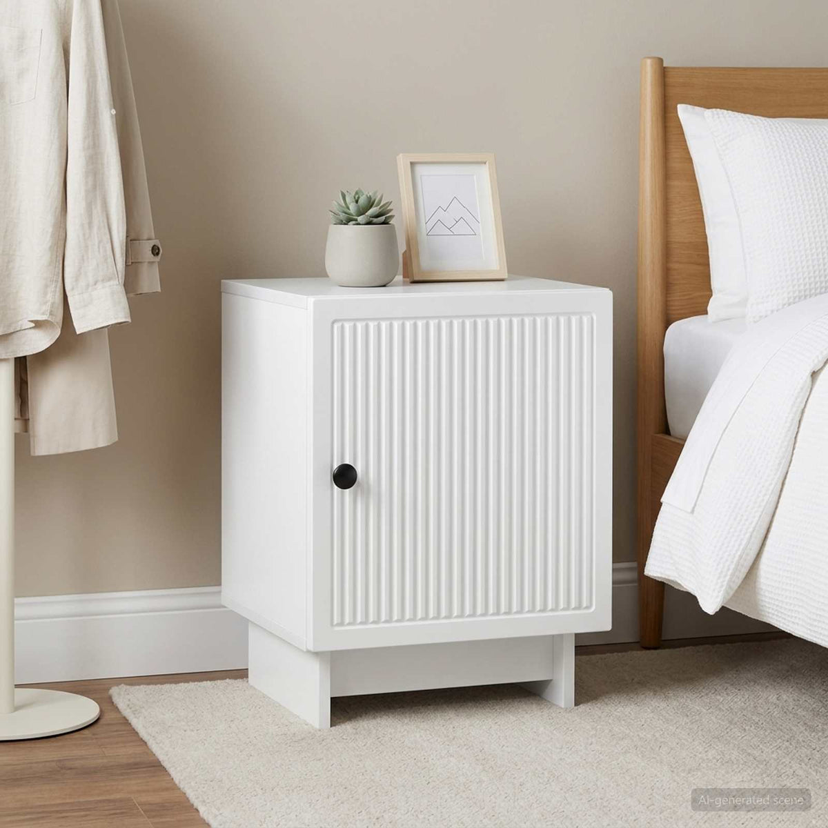 Bedside Cabinet 43 x 34.5 x 50 cm Engineered Wood White 2