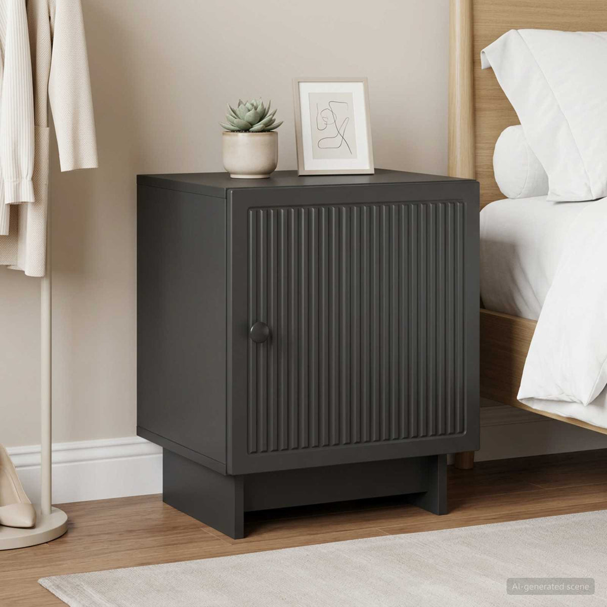 Bedside Cabinet 43 x 34.5 x 50 cm Engineered Wood Black 2