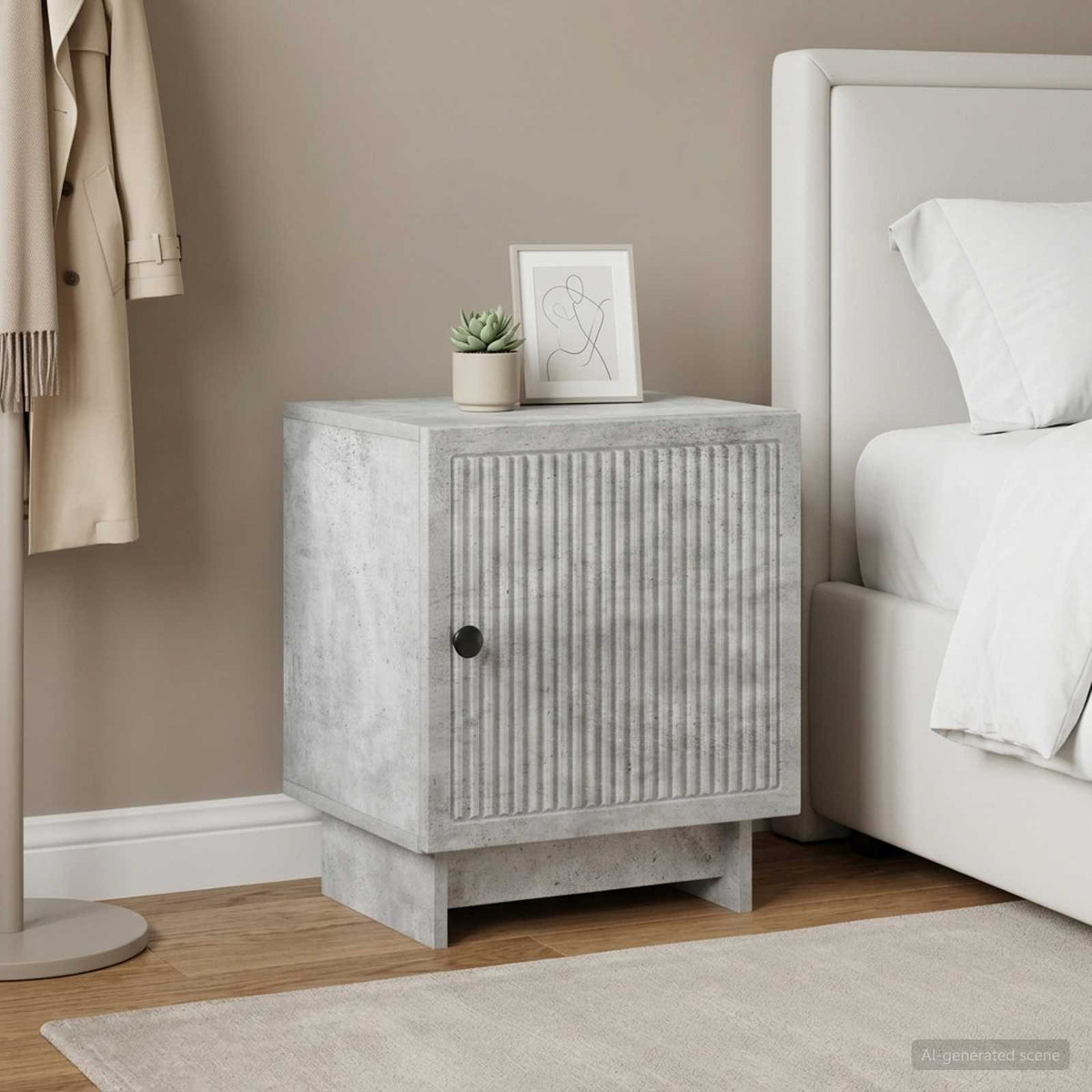 Bedside Cabinet 43 x 34.5 x 50 cm Engineered Wood Concrete grey 2