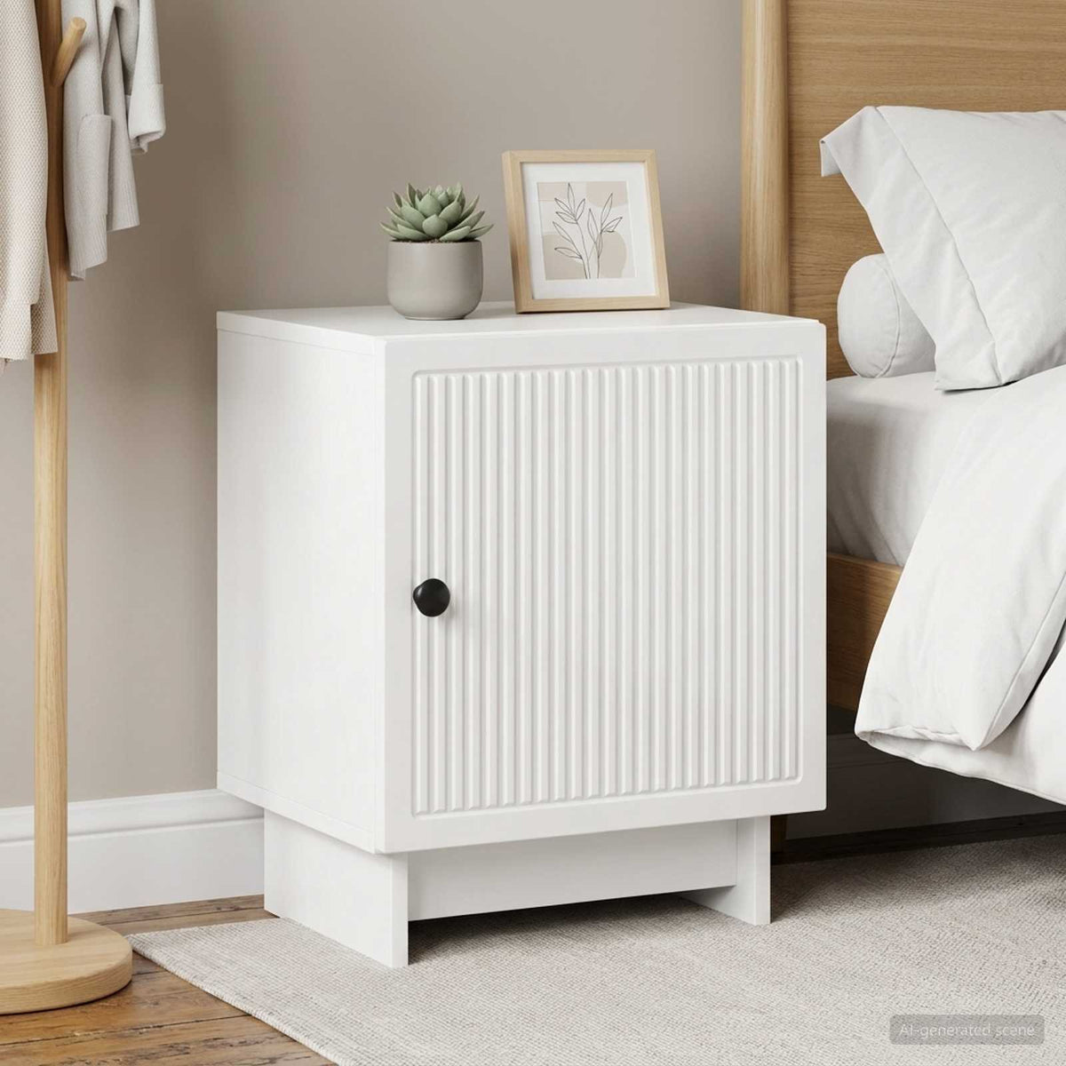 Bedside Cabinet 43 x 34.5 x 50 cm Engineered Wood High gloss white 2